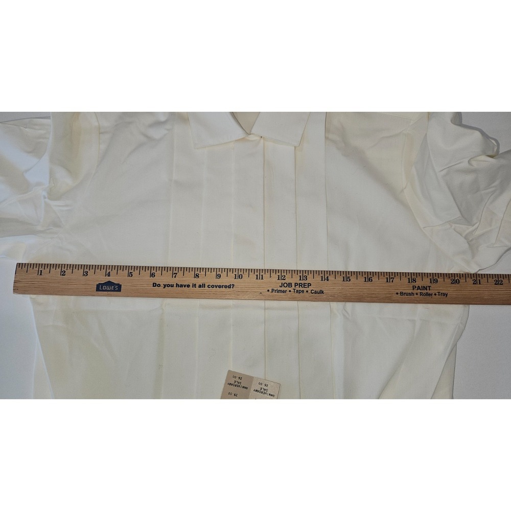 Vintage Foxcroft Wide Pleat Tuxedo Shirt Size 12 Nordstrom Deadstock Y2K Cream - Picture 3 of 6